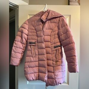 Pink long puffer jacket